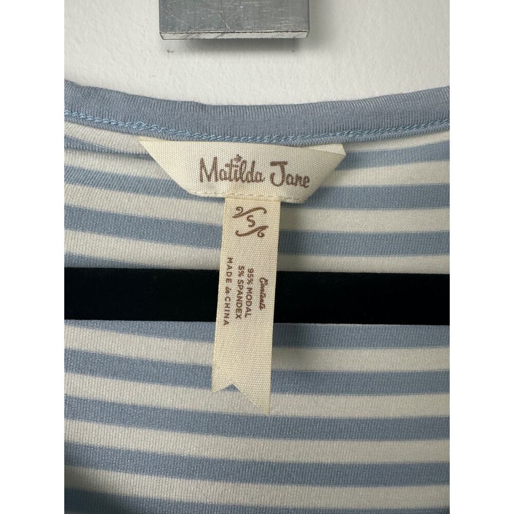 Matilda Jane Heart to Heart Botanical Blue Floral Baseball tee Size S LS A36 - Picture 4 of 8